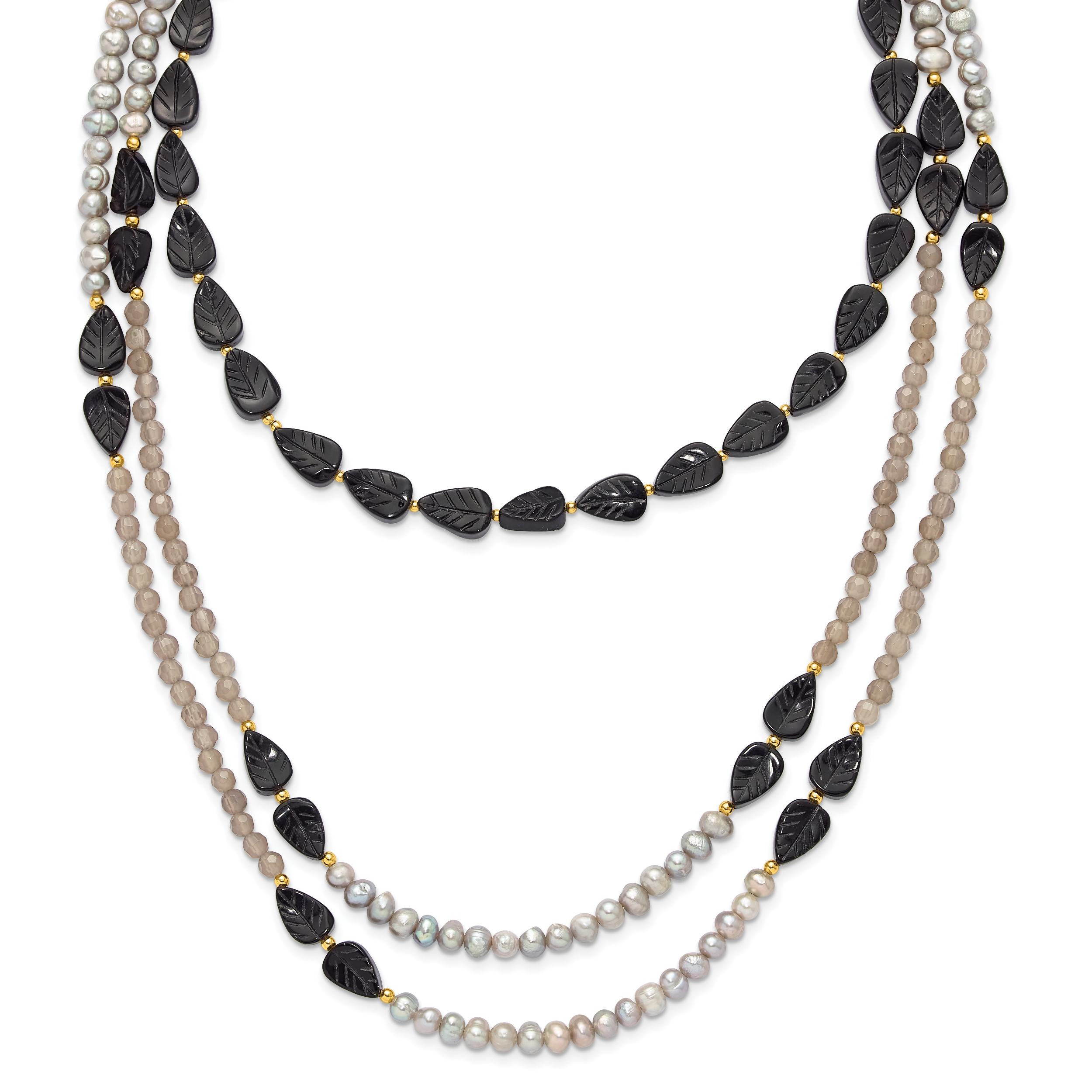 Sterling Silver Gold-plated Multi Stone Adj. 17in or 40in Necklace