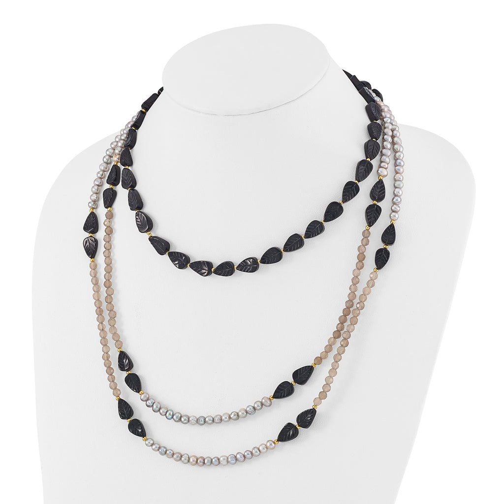 Sterling Silver Gold-plated Multi Stone Adj. 17in or 40in Necklace