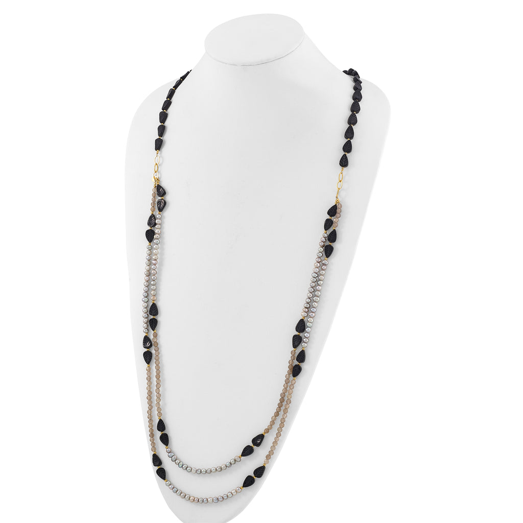 Sterling Silver Gold-plated Multi Stone Adj. 17in or 40in Necklace