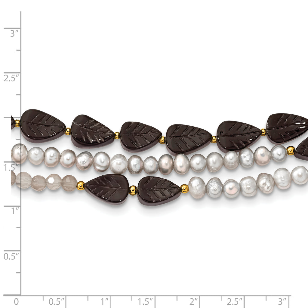 Sterling Silver Gold-plated Multi Stone Adj. 17in or 40in Necklace