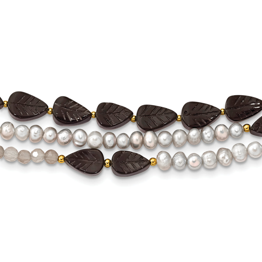 Sterling Silver Gold-plated Multi Stone Adj. 17in or 40in Necklace