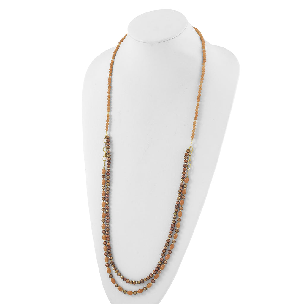 Sterling Silver Gold-plated Multi Stone Adj. 17in or 40in Necklace