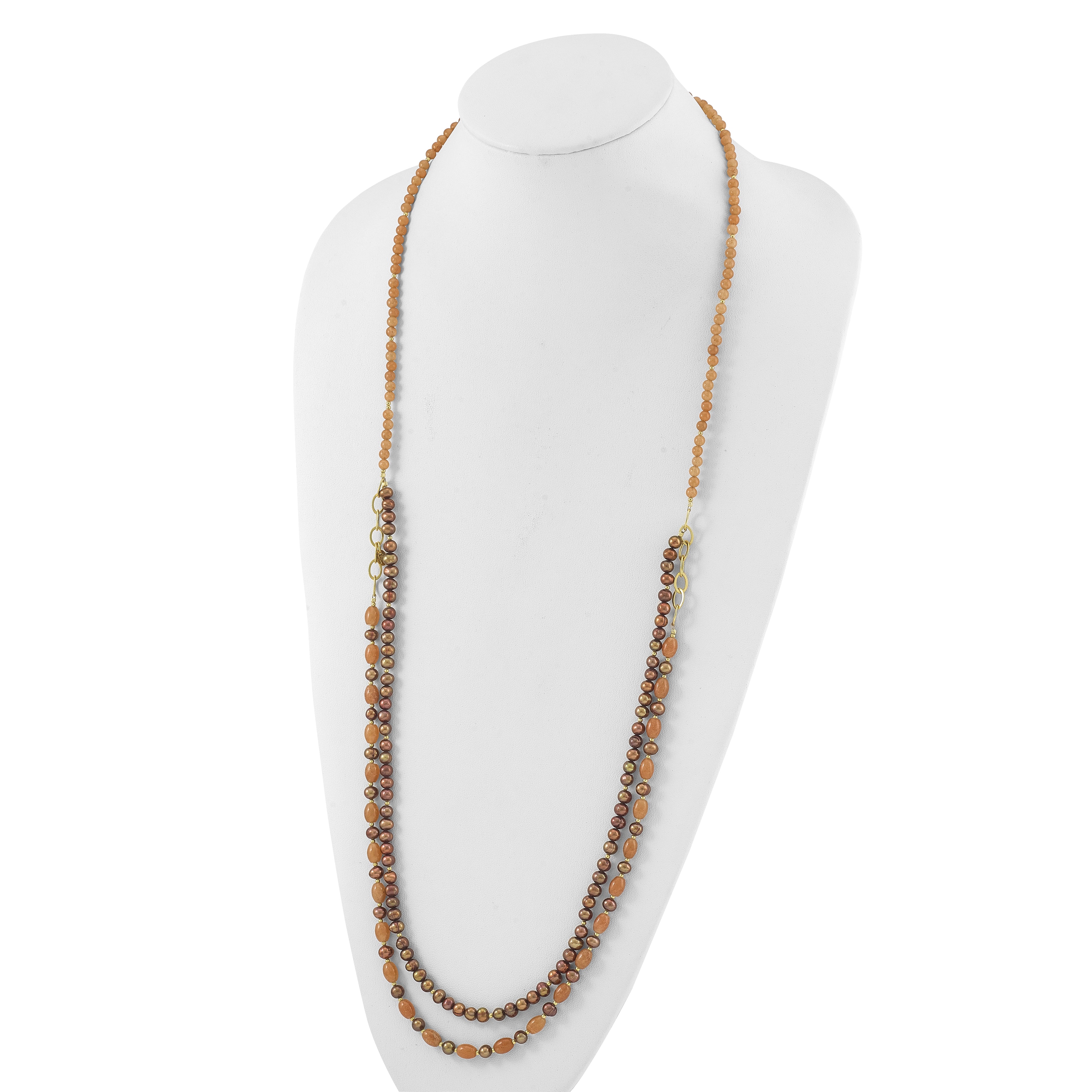 Sterling Silver Gold-plated Multi Stone Adj. 17in or 40in Necklace