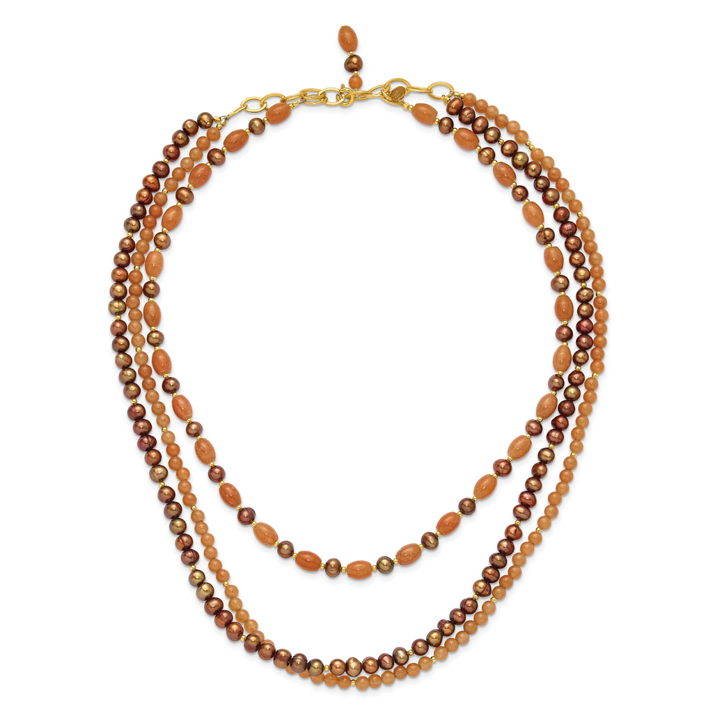 Sterling Silver Gold-plated Multi Stone Adj. 17in or 40in Necklace