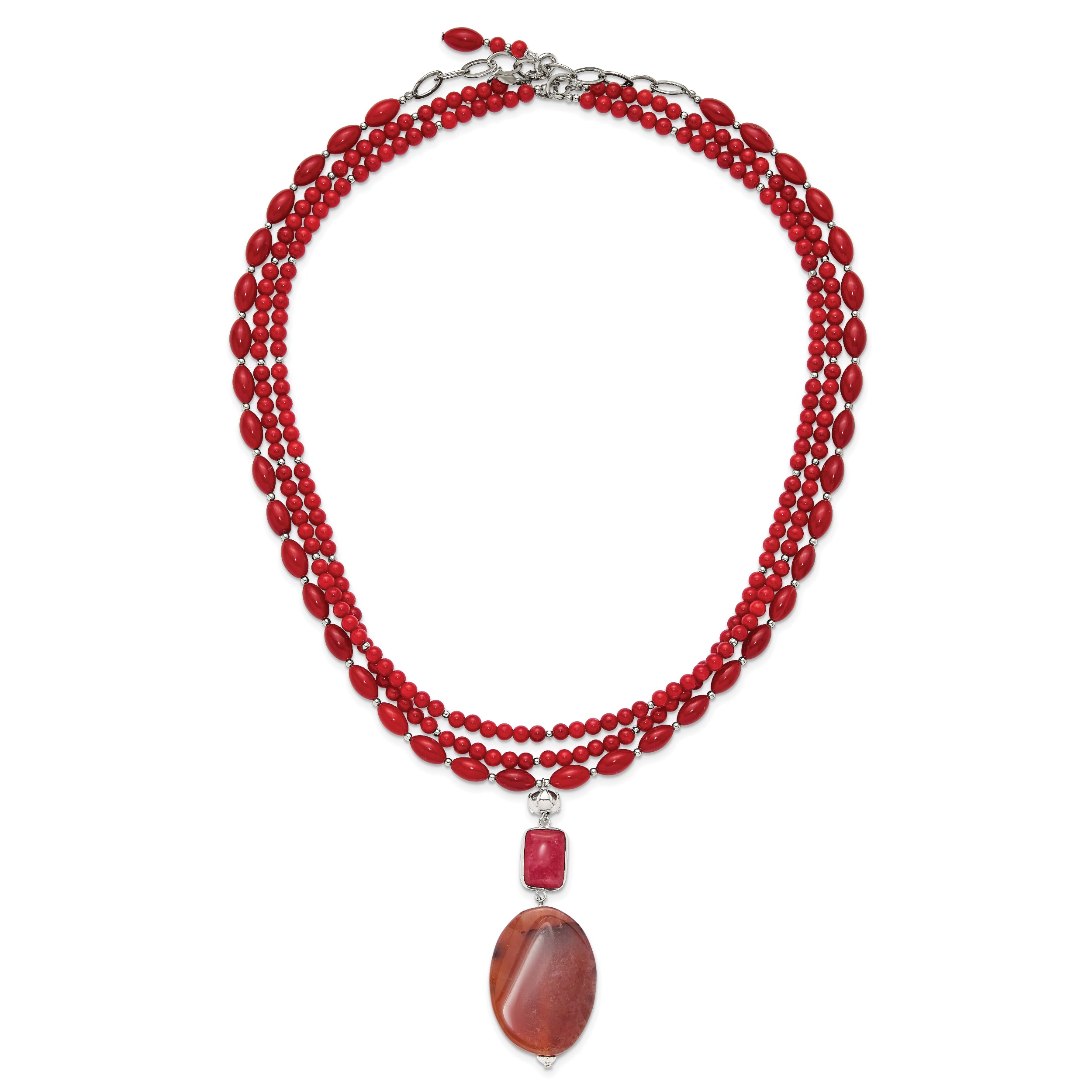 Sterling Silver Multi Stone Adjustable 17in or 40in Necklace