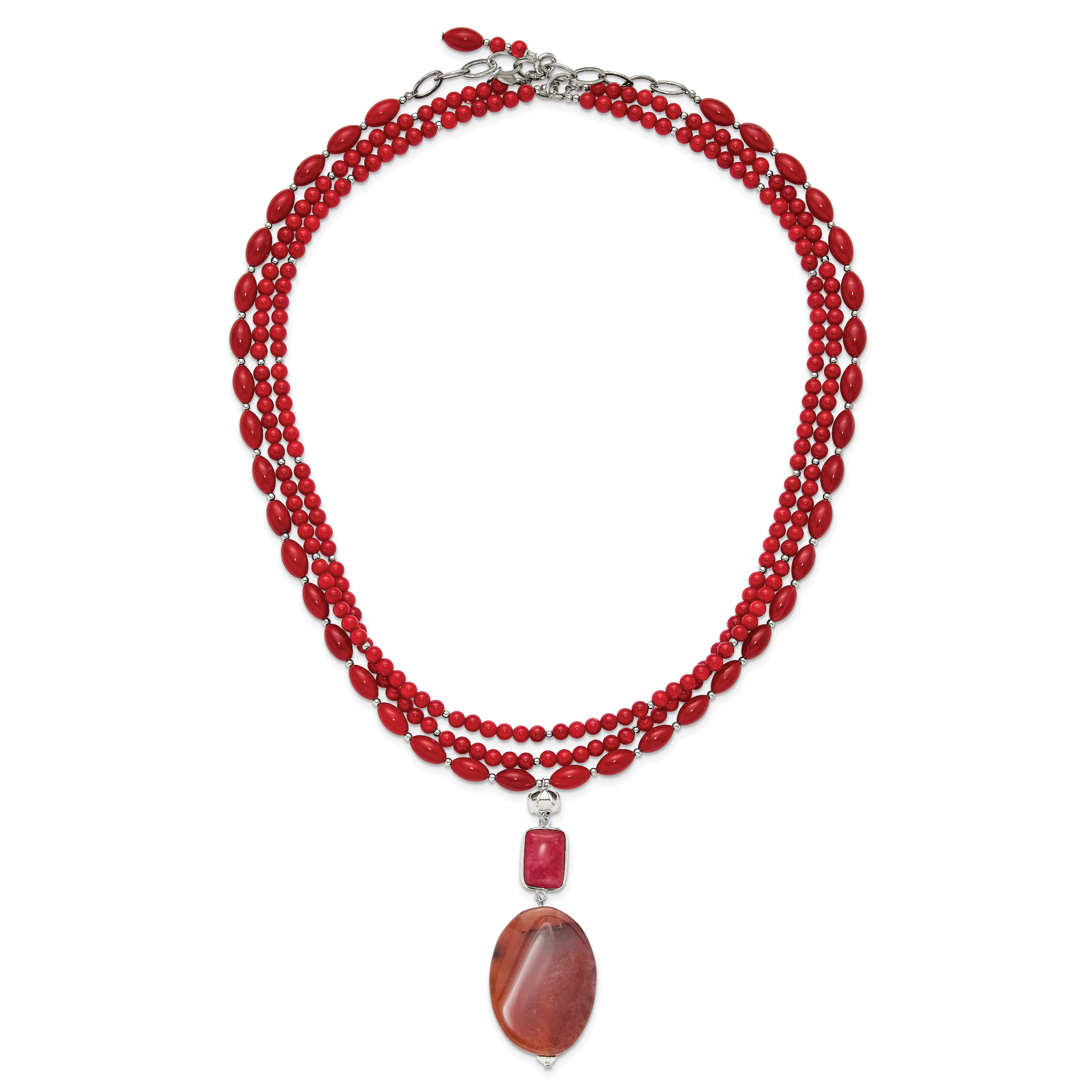 Sterling Silver Multi Stone Adjustable 17in or 40in Necklace
