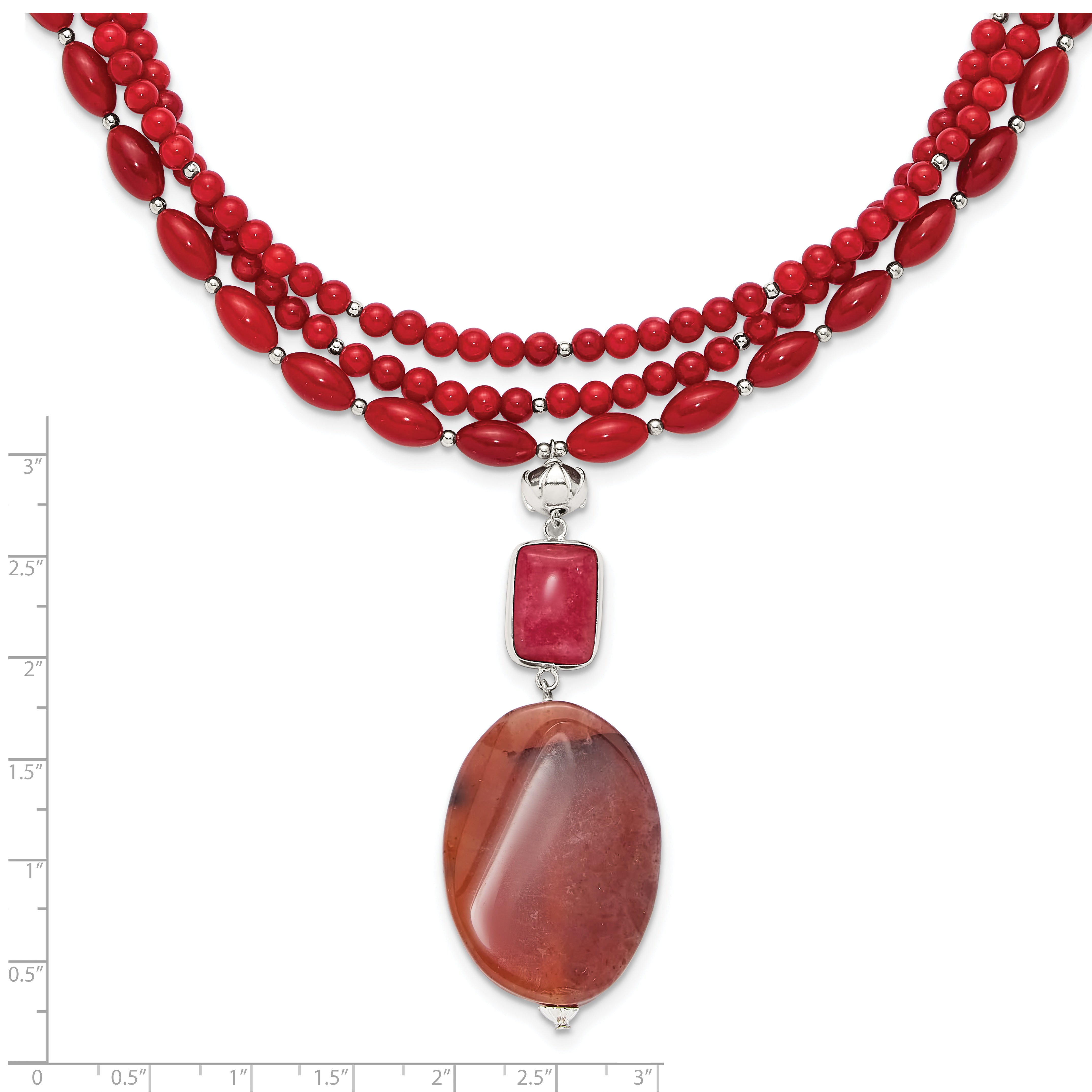 Sterling Silver Multi Stone Adjustable 17in or 40in Necklace