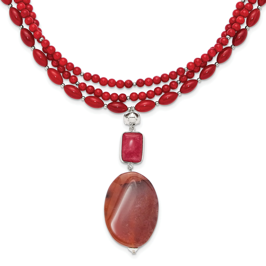 Sterling Silver Multi Stone Adjustable 17in or 40in Necklace