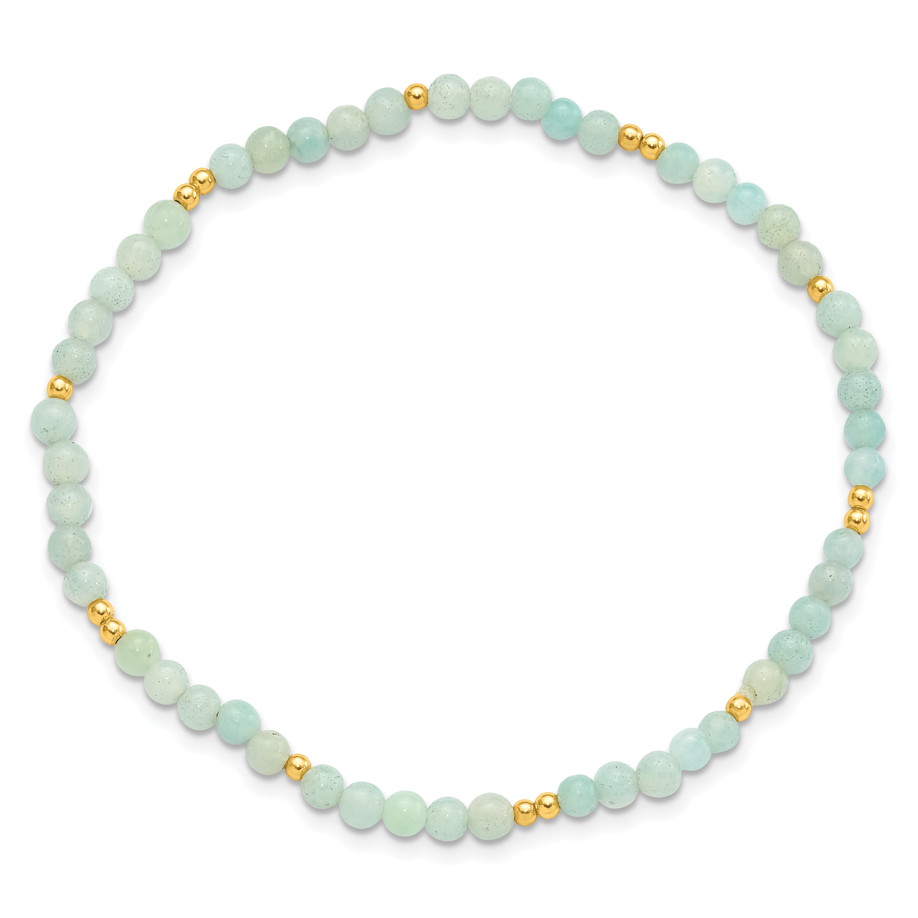 Sterling Silver Gold-plated 3mm Blue Quartz Stretch Bracelet