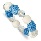 White Jade, Aventurine and Kangsai Glass Beaded Stretch Bracelet