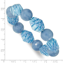 Blue Agate and Kangsai Glass Beaded Stretch Bracelet