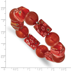 Carnelian and Kangsai Glass Beaded Stretch Bracelet