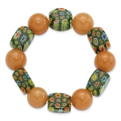 Aventurine and Kangsai Glass Beaded Stretch Bracelet