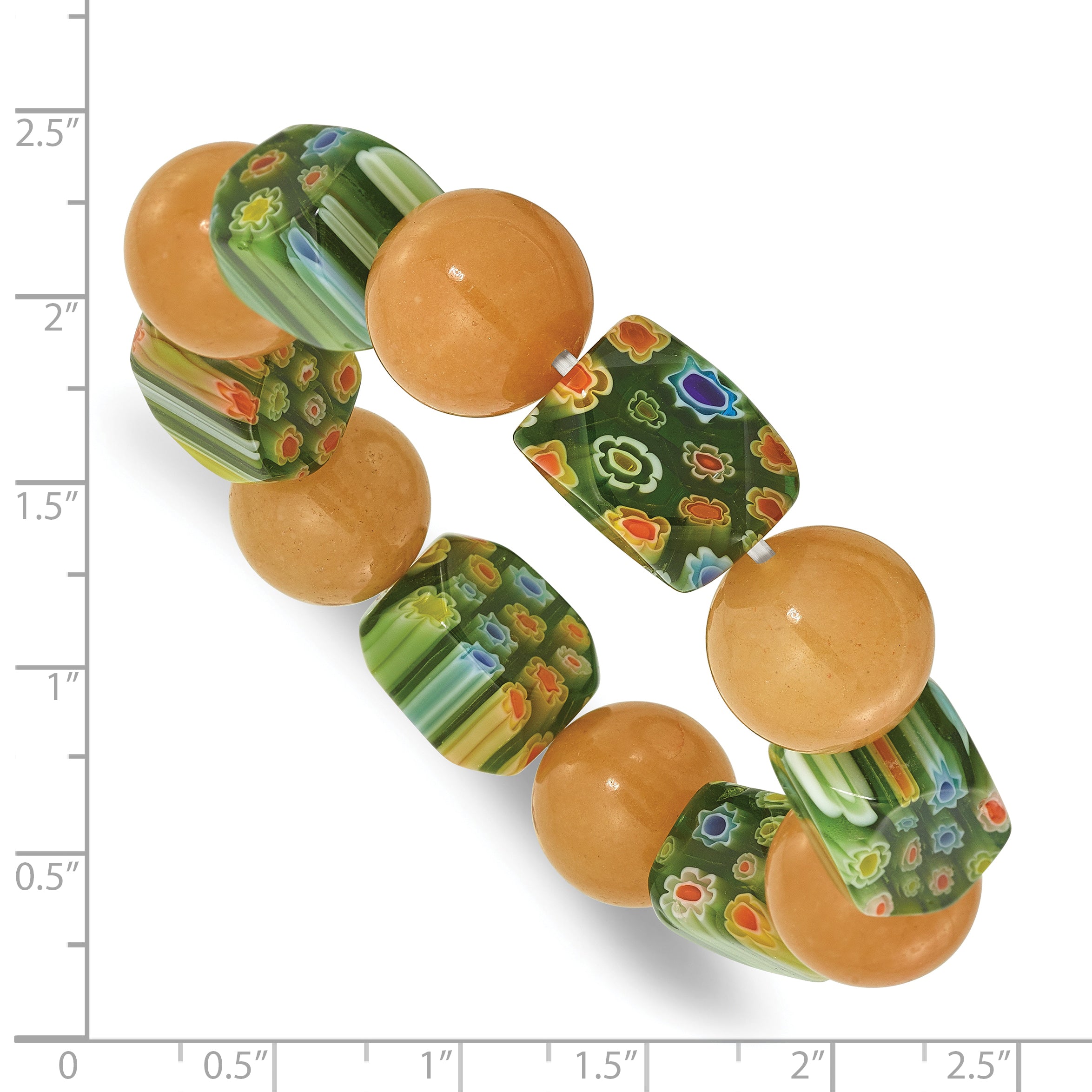 Aventurine and Kangsai Glass Beaded Stretch Bracelet