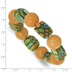 Aventurine and Kangsai Glass Beaded Stretch Bracelet