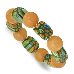 Aventurine and Kangsai Glass Beaded Stretch Bracelet