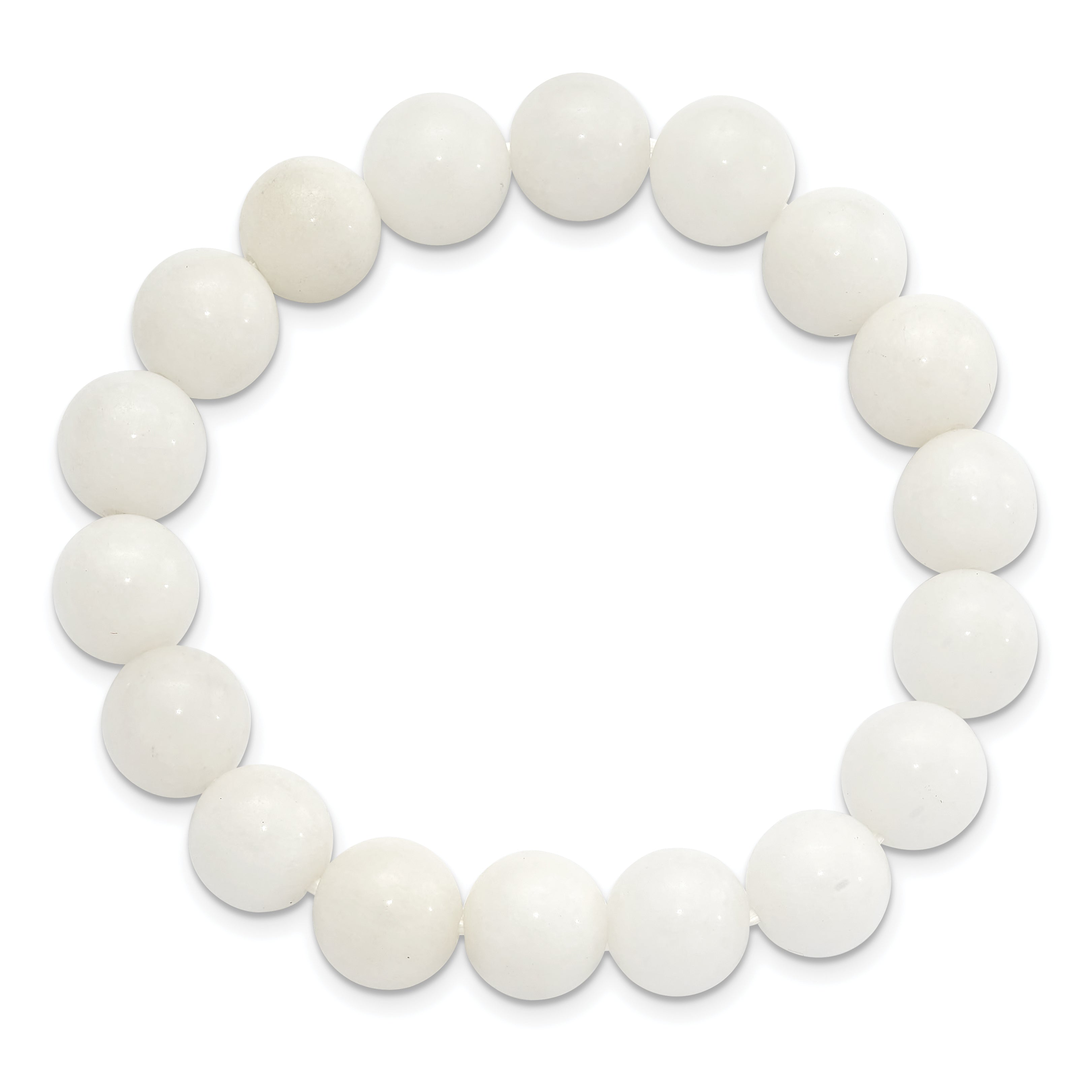 White Jade 10.00mm Beaded Stretch Bracelet
