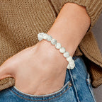 White Howlite 8.50mm Beaded Stretch Bracelet