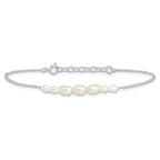 Sterling Silver E-coated with Freshwater Cultured Pearl w/1in ext Bracelet