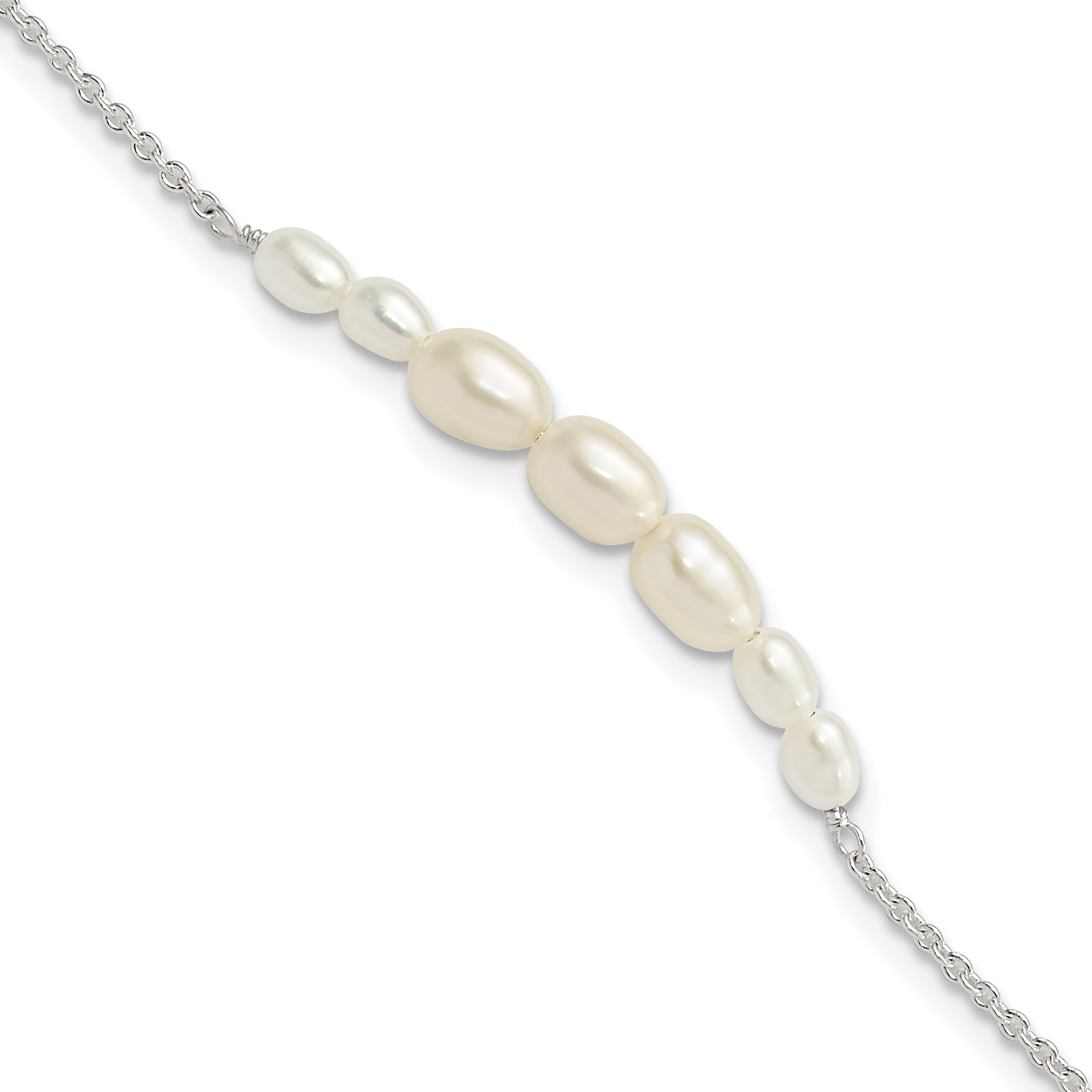 Sterling Silver E-coated with Freshwater Cultured Pearl w/1in ext Bracelet Main image