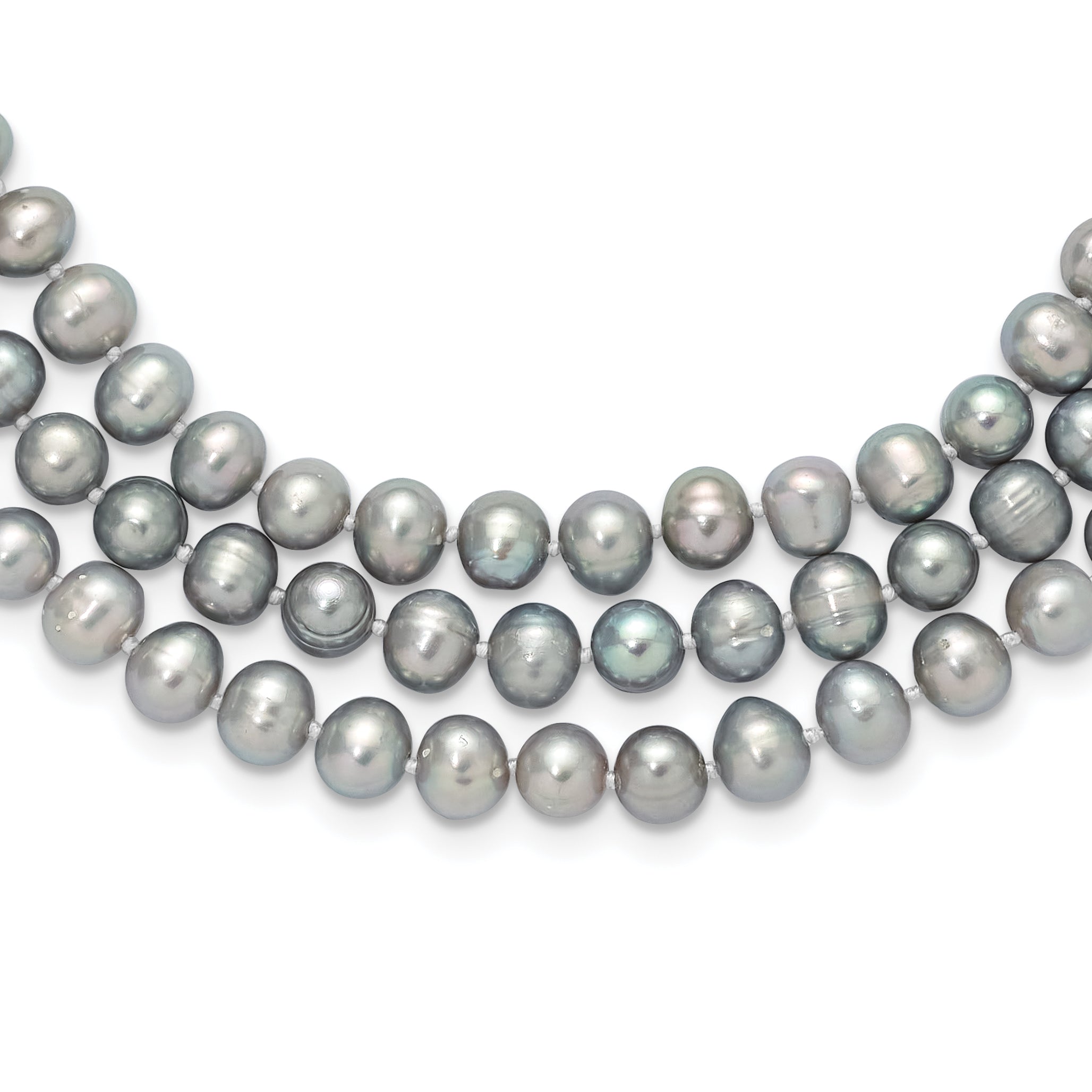 7-8mm Grey Near-Round Freshwater Cultured Pearl 76 inch Slip on Necklace Main image