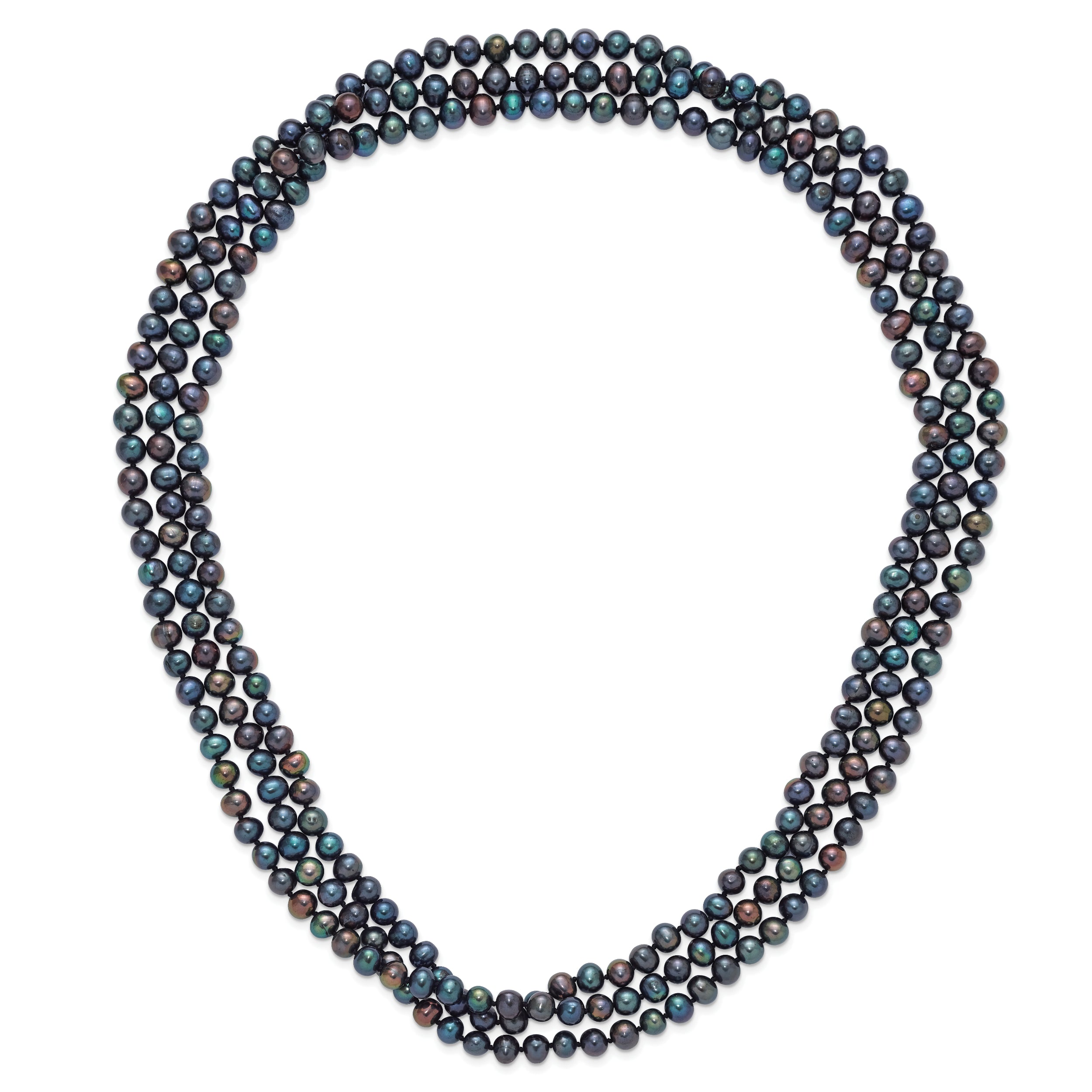 7-8mm Black Near-Round Freshwater Cultured Pearl 76 inch Slip on Necklace