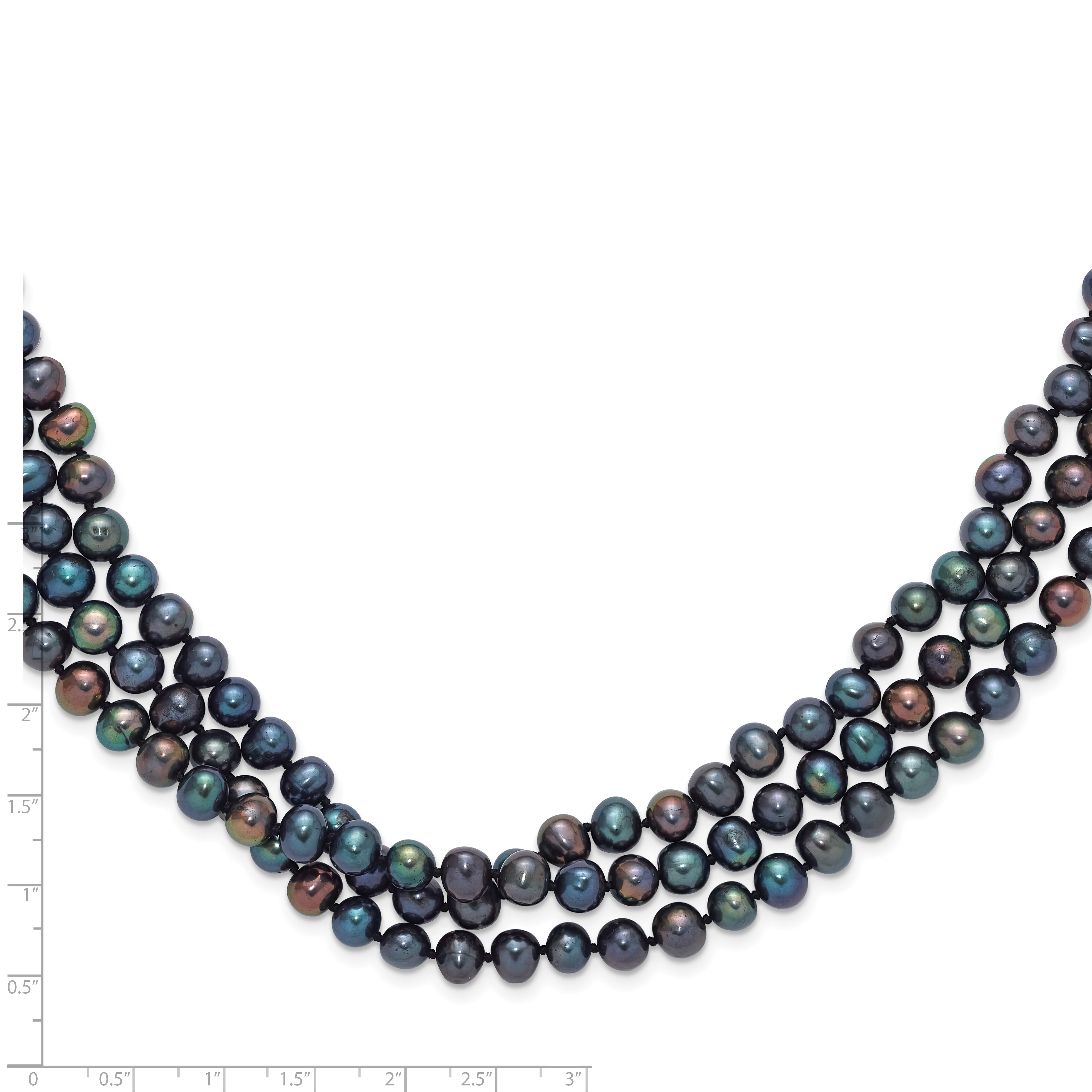 7-8mm Black Near-Round Freshwater Cultured Pearl 76 inch Slip on Necklace