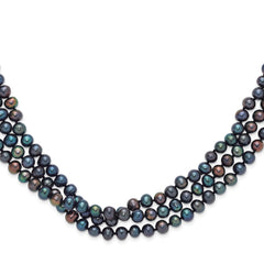 7-8mm Black Near-Round Freshwater Cultured Pearl 76 inch Slip on Necklace