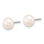 Sterling Silver Rhodium-plated 6-8mm White Near-Round Freshwater Cultured Pearl 18 inch Necklace and Post Earrings Set