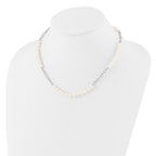 Sterling Silver Rhodium-plated 6-8mm White Near-Round Freshwater Cultured Pearl 18 inch Necklace and Post Earrings Set