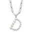 Sterling Silver Rhodium-Rhodium-Plated 3-5.5mm White Button Freshwater Cultured Pearl LETTER D 18 inch Necklace