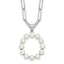 Sterling Silver Rhodium-Rhodium-Plated 3-5.5mm White Button Freshwater Cultured Pearl LETTER O 18 inch Necklace