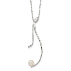 Sterling Silver Rhodium-Platedod-plated Hammered FWC Pearl w/2 in ext Necklace