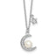 Sterling Silver Rhodium-Platedod-plated CZ and FWC Pearl Moon and Star 18in Necklace