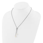 Sterling Silver Rhodium-plated 8-10mm White Teardrop Freshwater Cultured Pearl and CZ 18 inch with 2 inch Extension Necklace and Post Dangle Earrings Set