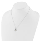 Sterling Silver Rhodium-plated 5-7mm White Button Freshwater Cultured Pearl 18 inch Necklace and Post Earrings Set