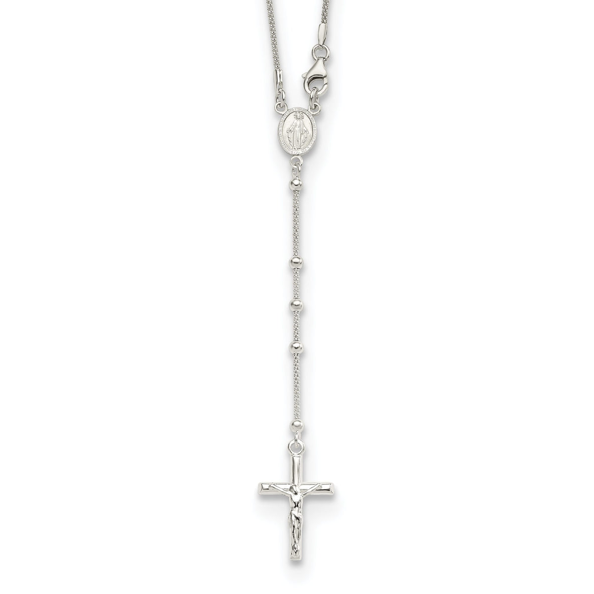 Rosary Necklace in Sterling Silver, 24 Inch - Sophia Jewelers Main image