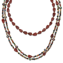 Sterling Silver Gold-plated Multi Stone Adj. 17in or 40in Necklace