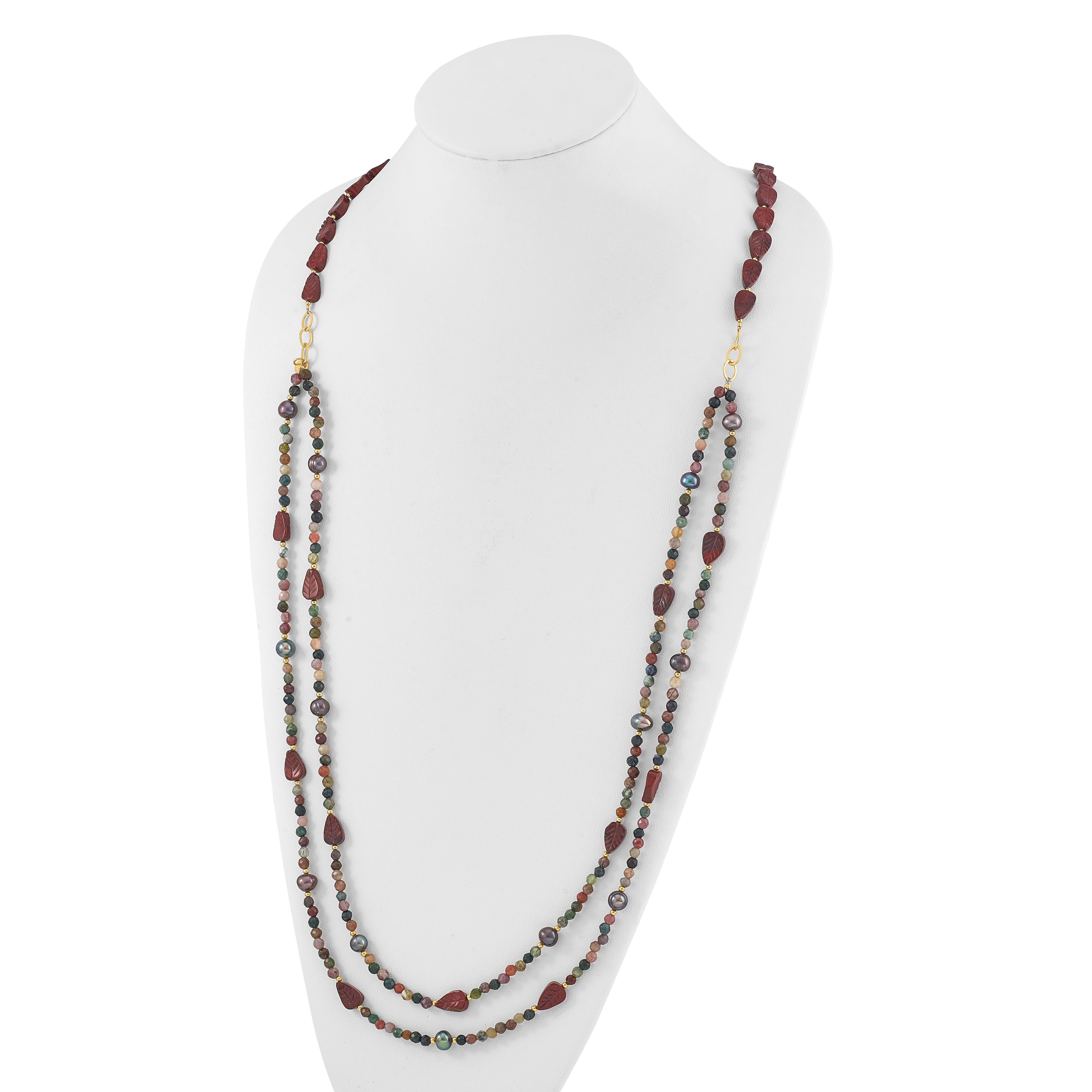 Sterling Silver Gold-plated Multi Stone Adj. 17in or 40in Necklace