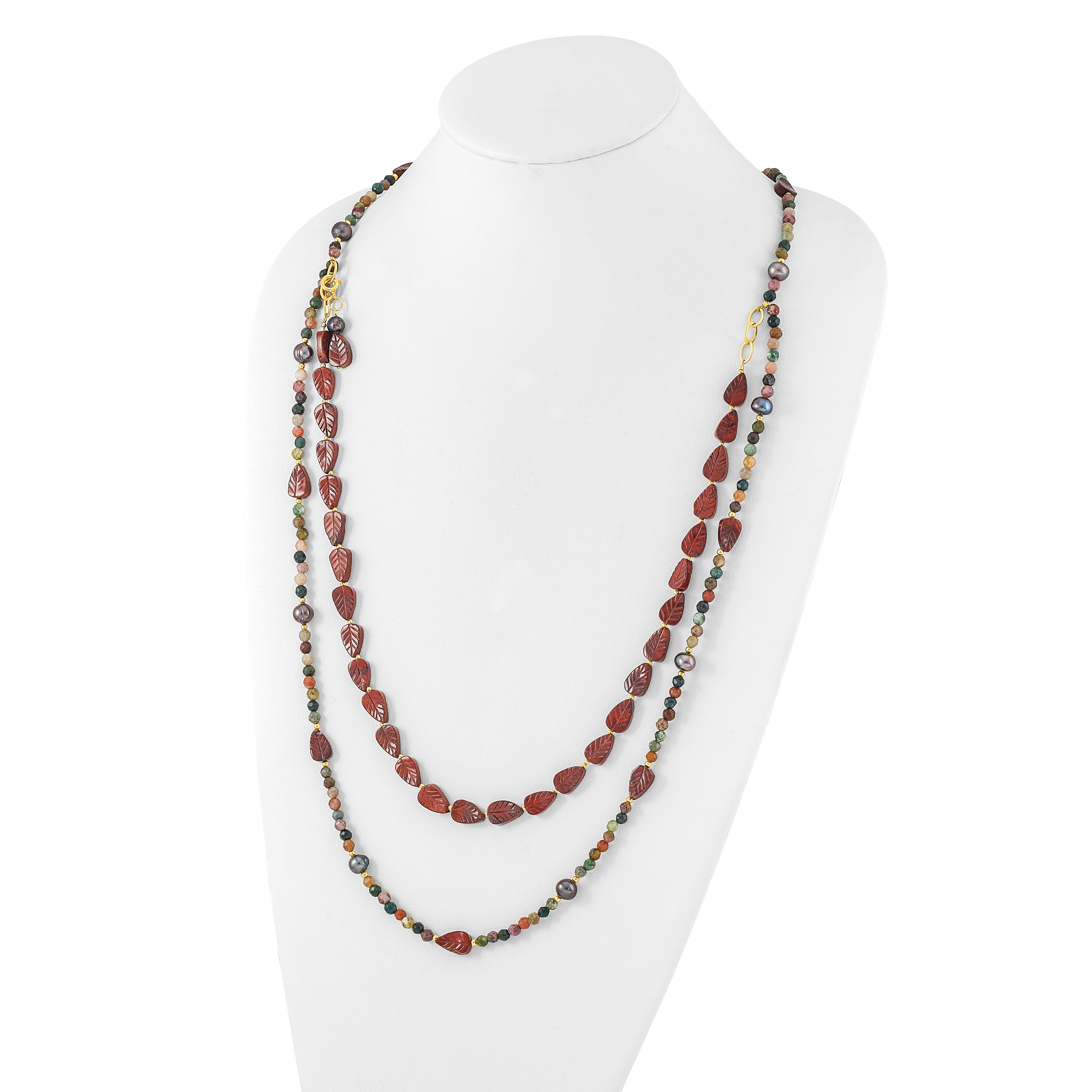 Sterling Silver Gold-plated Multi Stone Adj. 17in or 40in Necklace