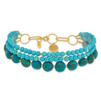 Sterling Silver Gold-plated Recon Zircon and Turquoise 8in Bracelet