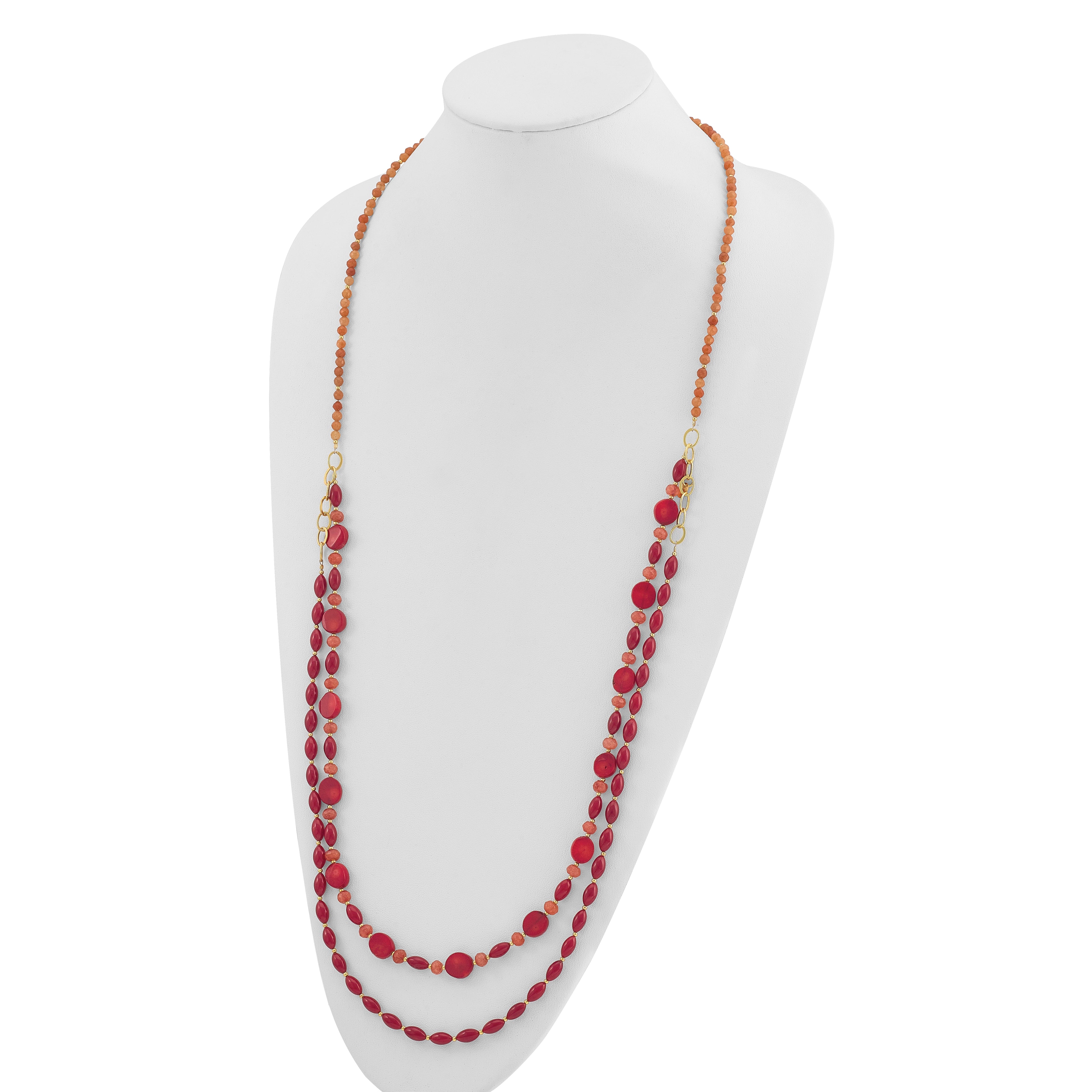 Sterling Silver Gold-plated Multi Stone Adj. 17in or 40in Necklace