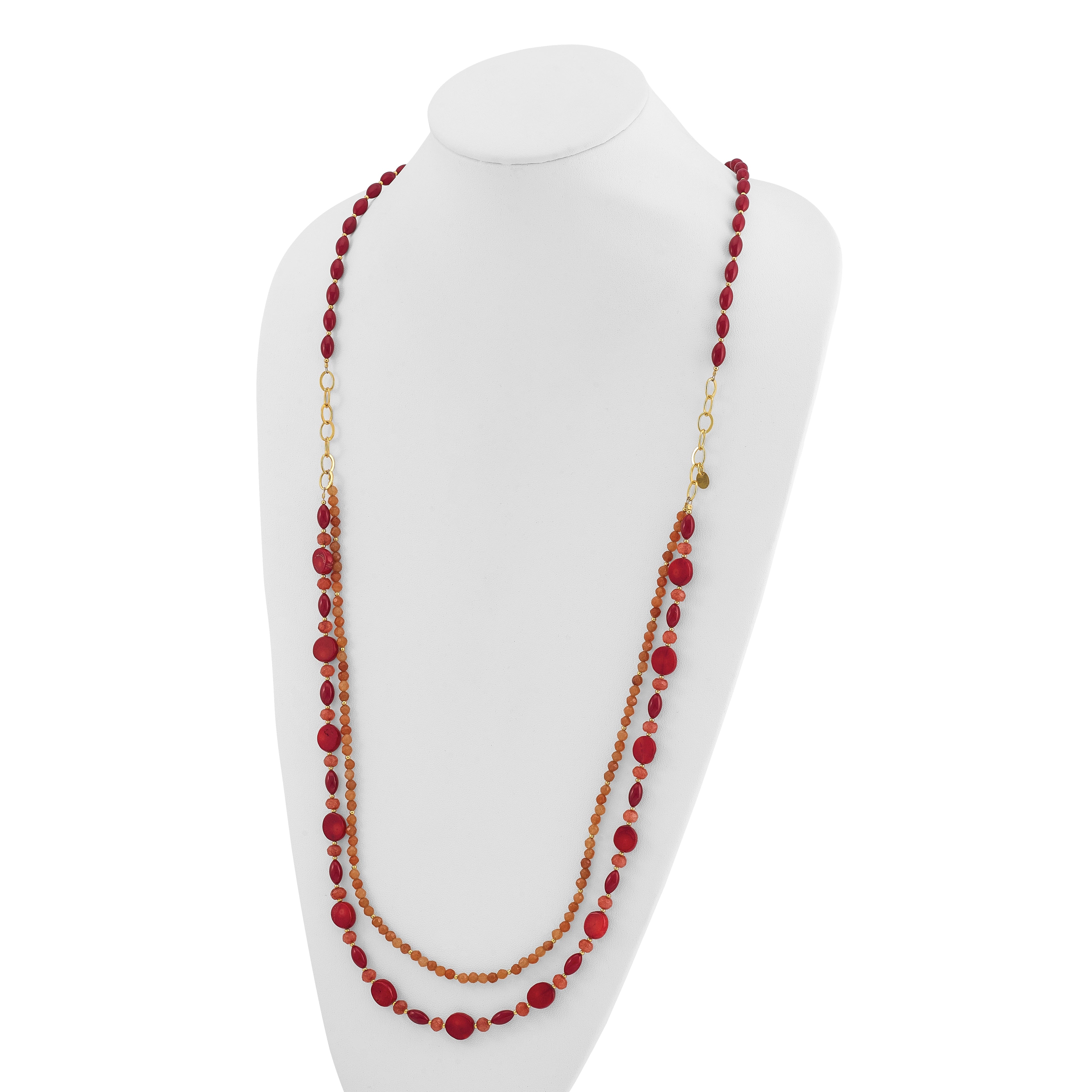 Sterling Silver Gold-plated Multi Stone Adj. 17in or 40in Necklace