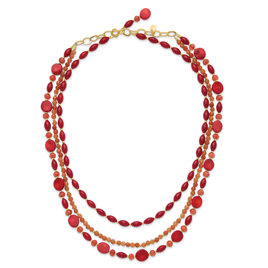 Sterling Silver Gold-plated Multi Stone Adj. 17in or 40in Necklace