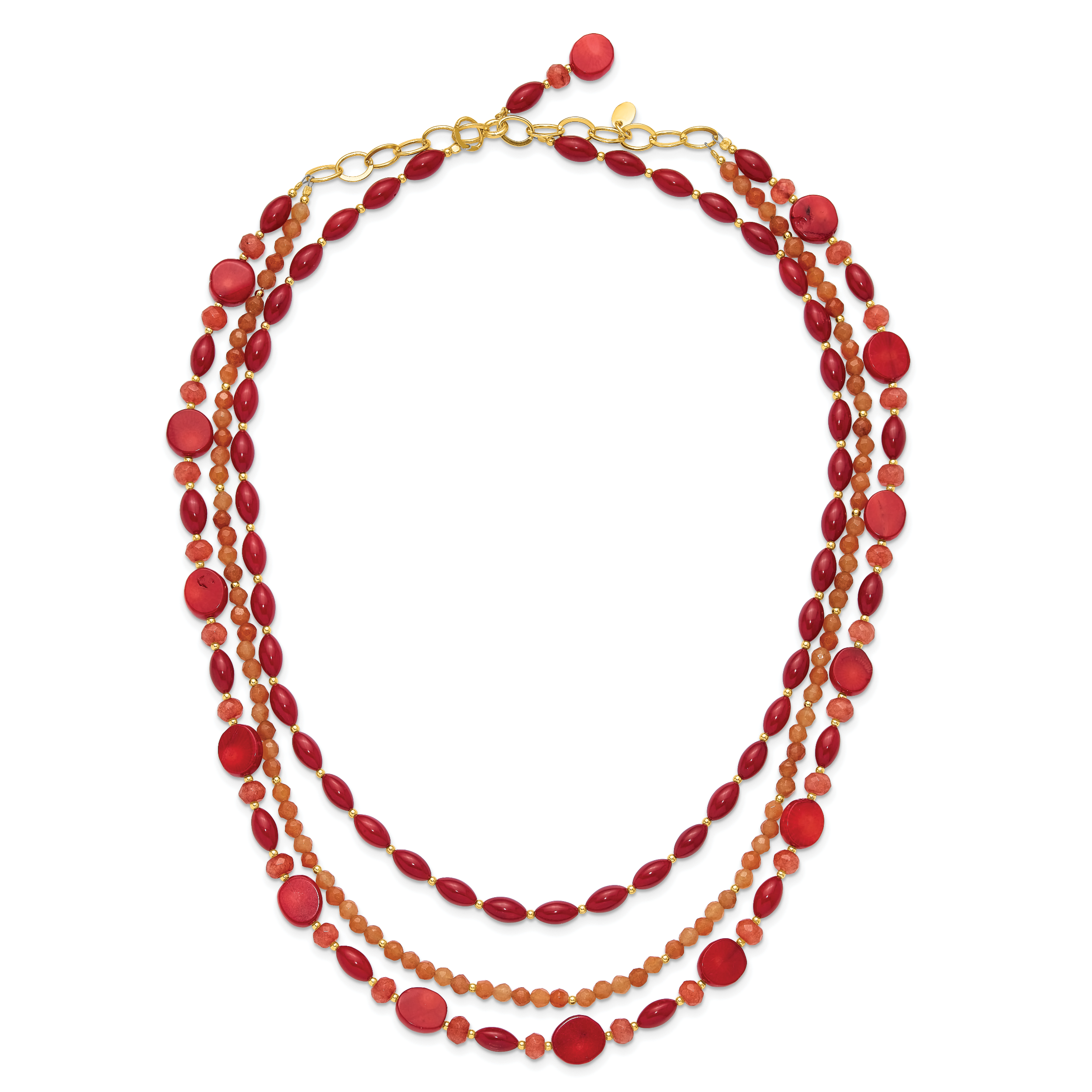Sterling Silver Gold-plated Multi Stone Adj. 17in or 40in Necklace