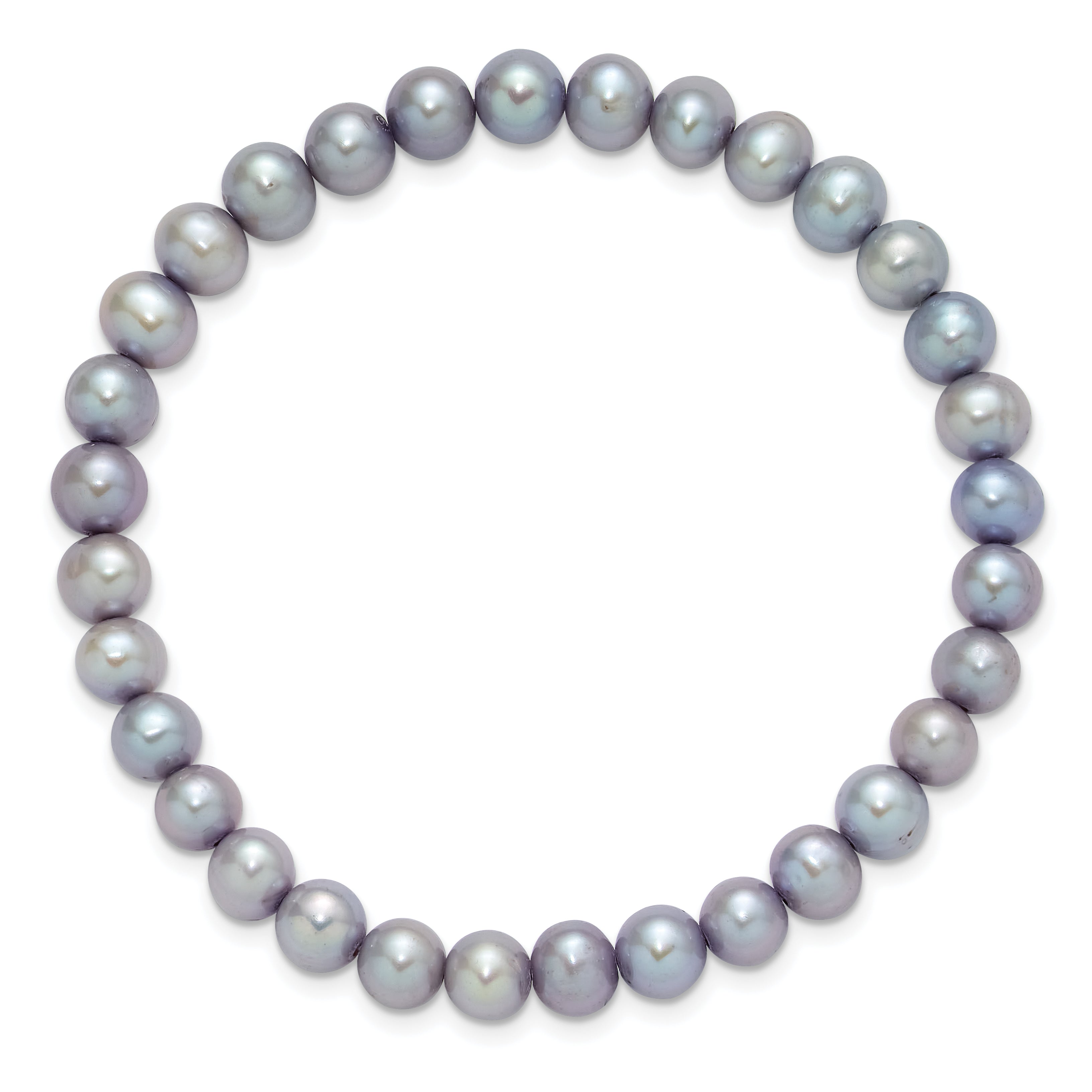 7-8mm Semi-Round Grey/White/Black/Red/Green Freshwater Cultured Pearl Stretch 5-Bracelet Set Secondary image