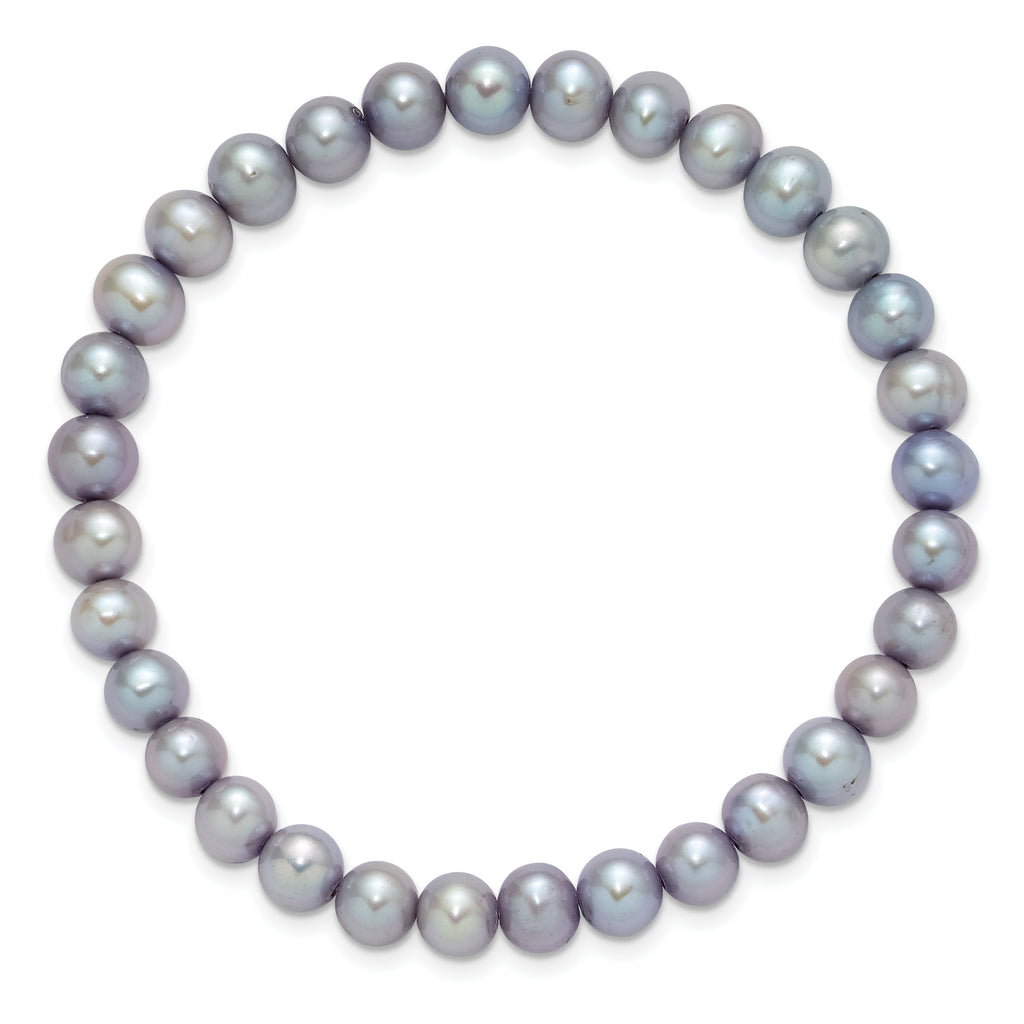 7-8mm Semi-Round Grey/White/Black/Red/Green Freshwater Cultured Pearl Stretch 5-Bracelet Set