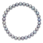 7-8mm Semi-Round Grey/White/Black/Red/Green Freshwater Cultured Pearl Stretch 5-Bracelet Set