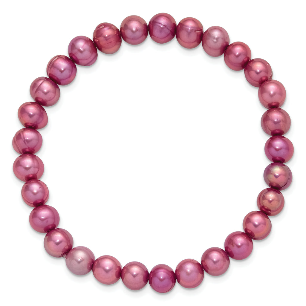 7-8mm Semi-Round Grey/White/Black/Red/Green Freshwater Cultured Pearl Stretch 5-Bracelet Set