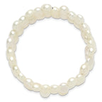 Sterling Silver Rhodium-plated 6-7mm Button White Freshwater Cultured Pearl Flexible Wrap Bracelet